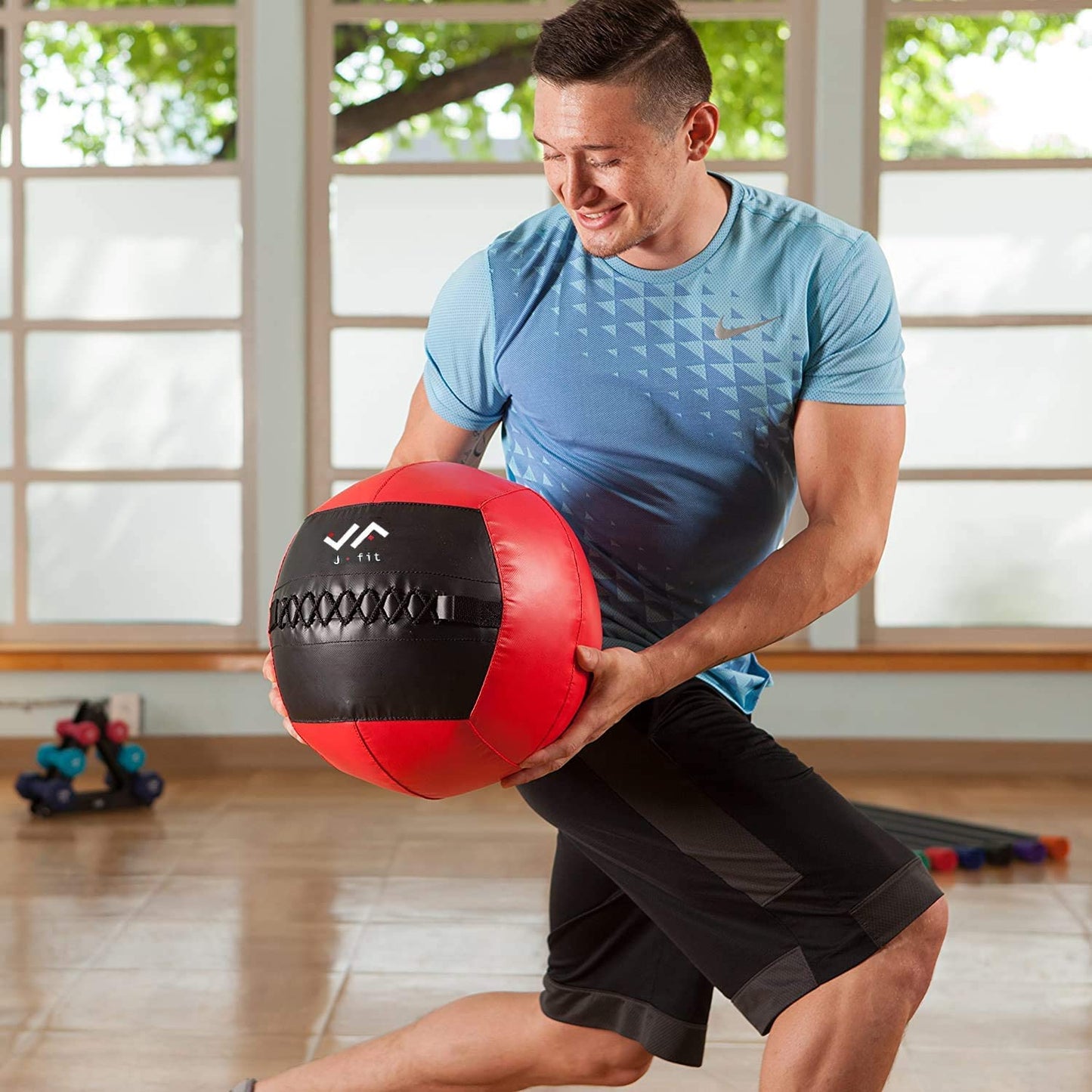 JFIT Soft Wall Medicine Ball, 4 LB, Blue/Black