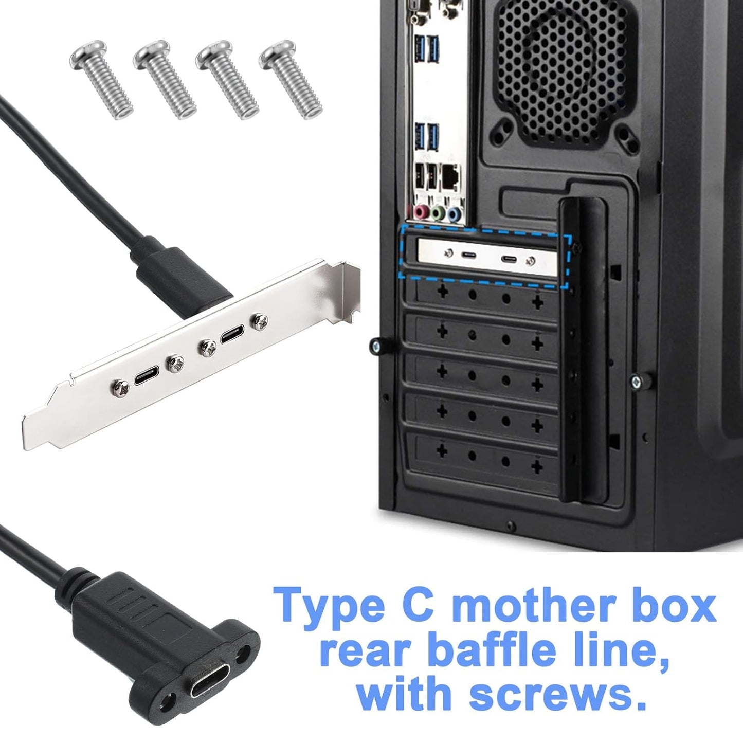 FdcLixuvol 3.1Panel 10gbps (30cm/1ft) USB Type C Male to Female Cable, USB Type C Mount Adapter Cable Panel Mount