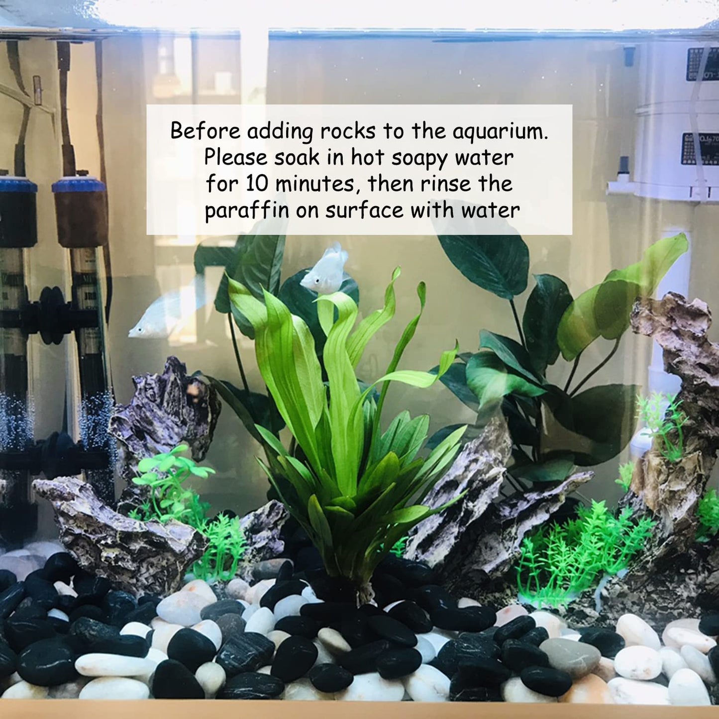 FANTIAN 40 lbs Black River Rocks for Landscaping, 2-3 inch Pebbles for Indoor Plants, Large Decorative Stones for Planters Aquarium Fish Tank and Garden Rocks