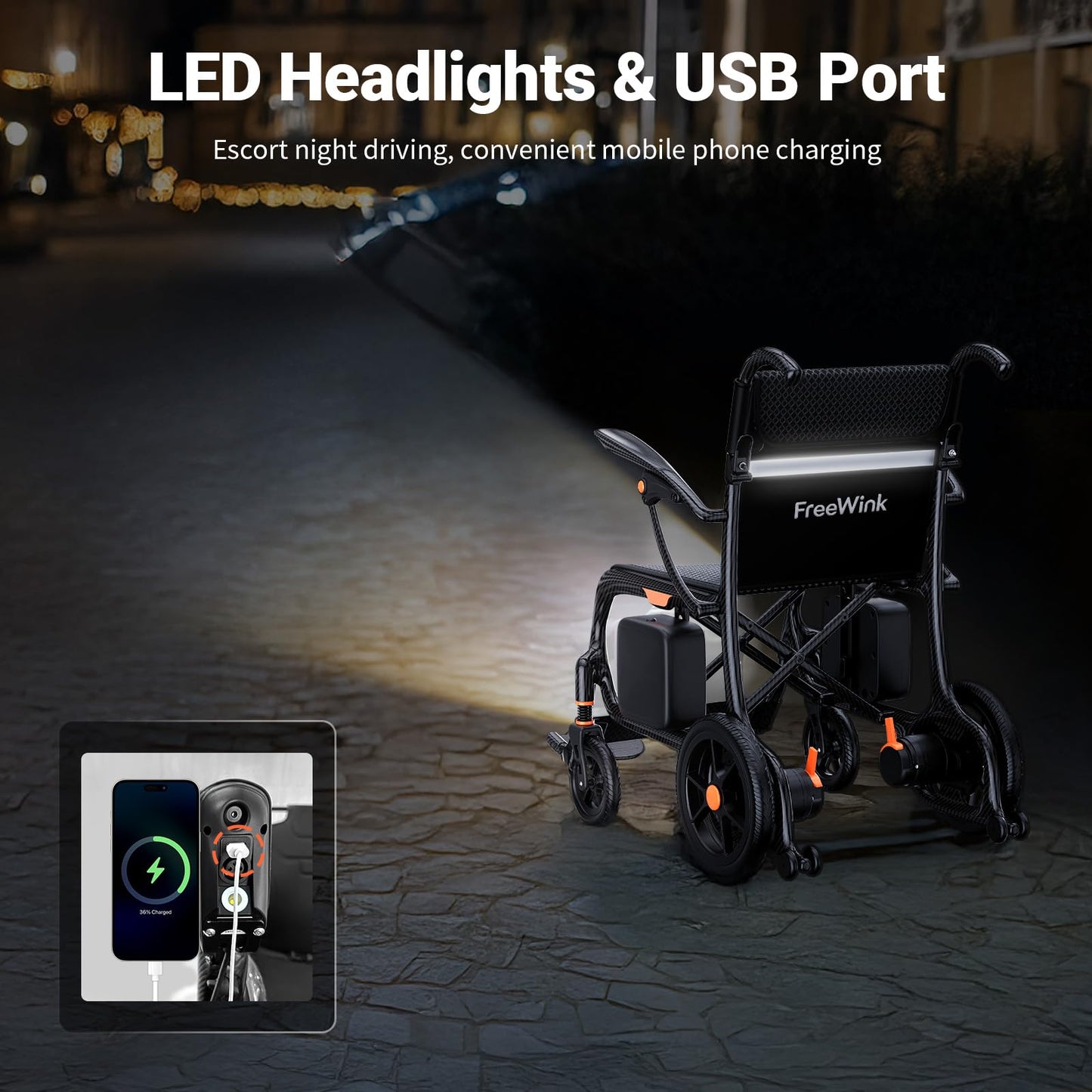 28lbs Ultralight Foldable 100% Carbon Fiber Electric Wheelchairs for Adults, FreeWink Rear Control 28 Miles Long Range Power Wheelchairs with 2 Lithium Batteries for All Terrain Airline Approved