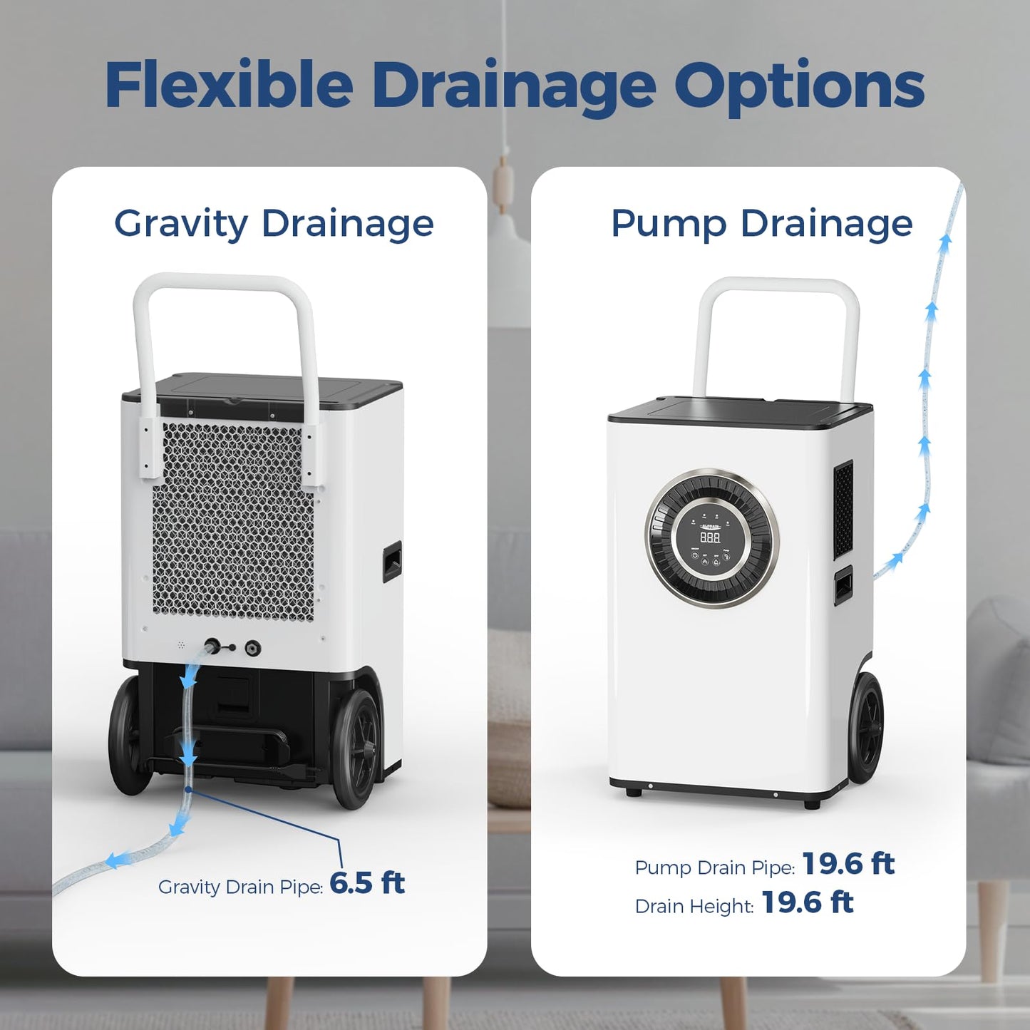 ALORAIR 110 PPD Commercial Dehumidifier with Pump & Drain Hose, LGR Tech Dehumidifiers for Large Room, Basement, Warehouse, Industrial Space, 6 Years Limited Warranty, Sentinel Elite50X