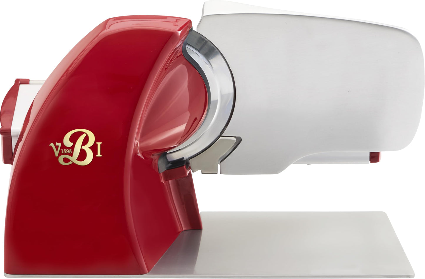 VBI Milano 1898 Home Line Plus 200 Food Slicer | 8-inch Chromed Steel Blade | Adjustable Thickness | Premium Electric Slicer for Prosciutto, Cold Cuts, Cheese, Bread, Veggies and more (Red)