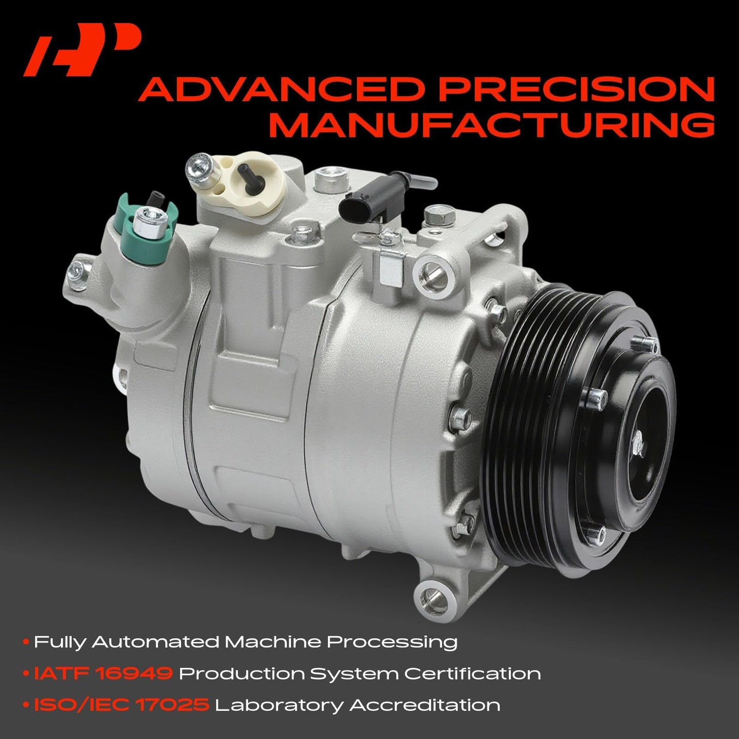 A-Premium Air Conditioner AC Compressor with Clutch Compatible with BMW 3-Series, 5-Series, 1-Series, Z4 2009-2011, M3 2008-2013, M5 2006-2010, M6 2006-2010, 7SEU17 Compressor, 6 Groove Pulley