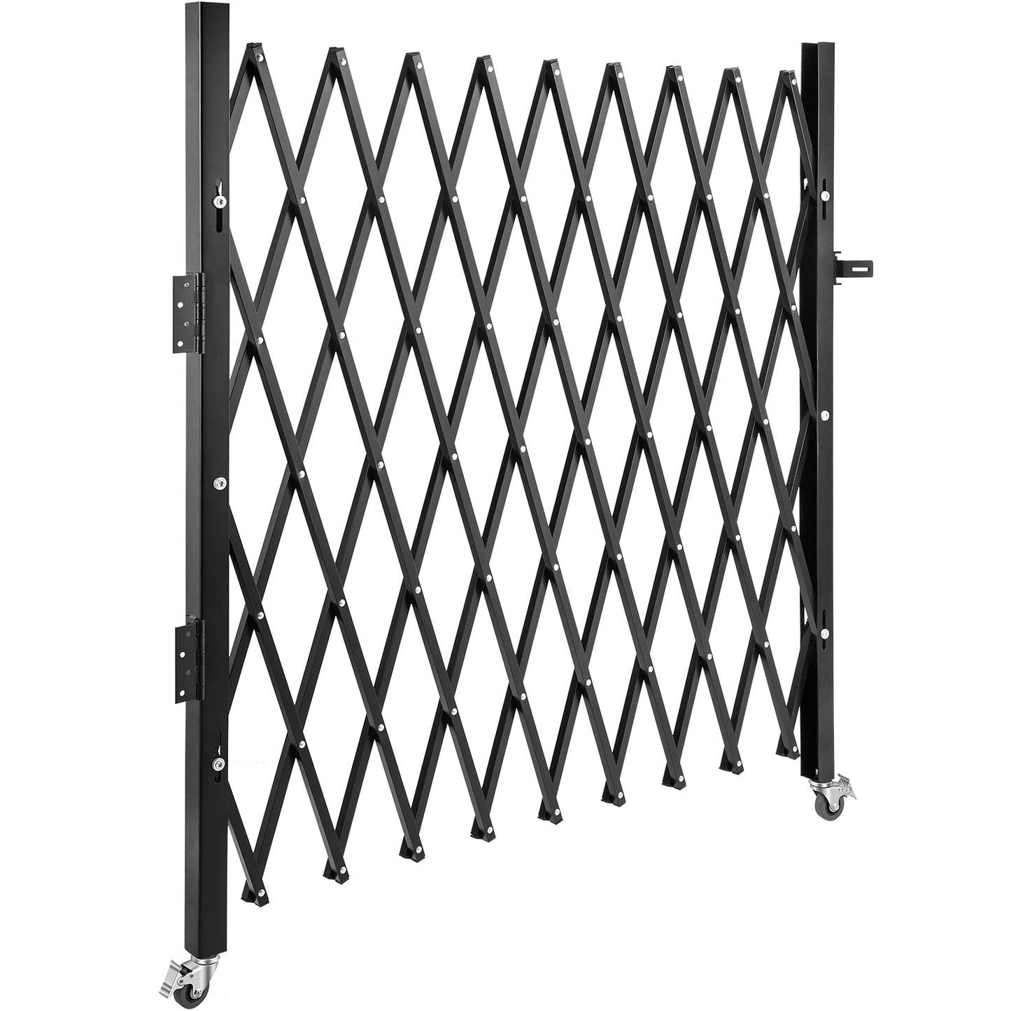 VEVOR Single Folding Security Gate, 7 ft H x 7 ft W Folding Door Gate, Steel Accordion Security Gate, Flexible Expanding Security Gate, 360° Rolling Barricade Gate, Scissor Gate/Door with Padlock