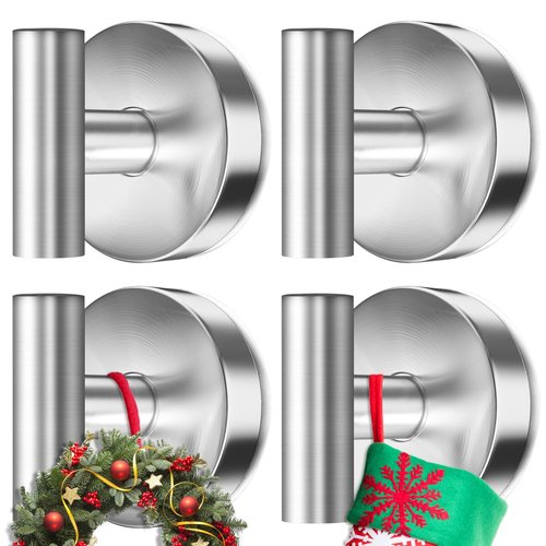 AbluFirst Suction Cup Hooks for Shower, 4-Pack, No-Drill Heavy Duty, Removable and Reusable, Suitable for Bathrooms, Glass, Kitchen Mirrors, Tiles, Hanging Towels, Bathrobes, Coats (Silver)