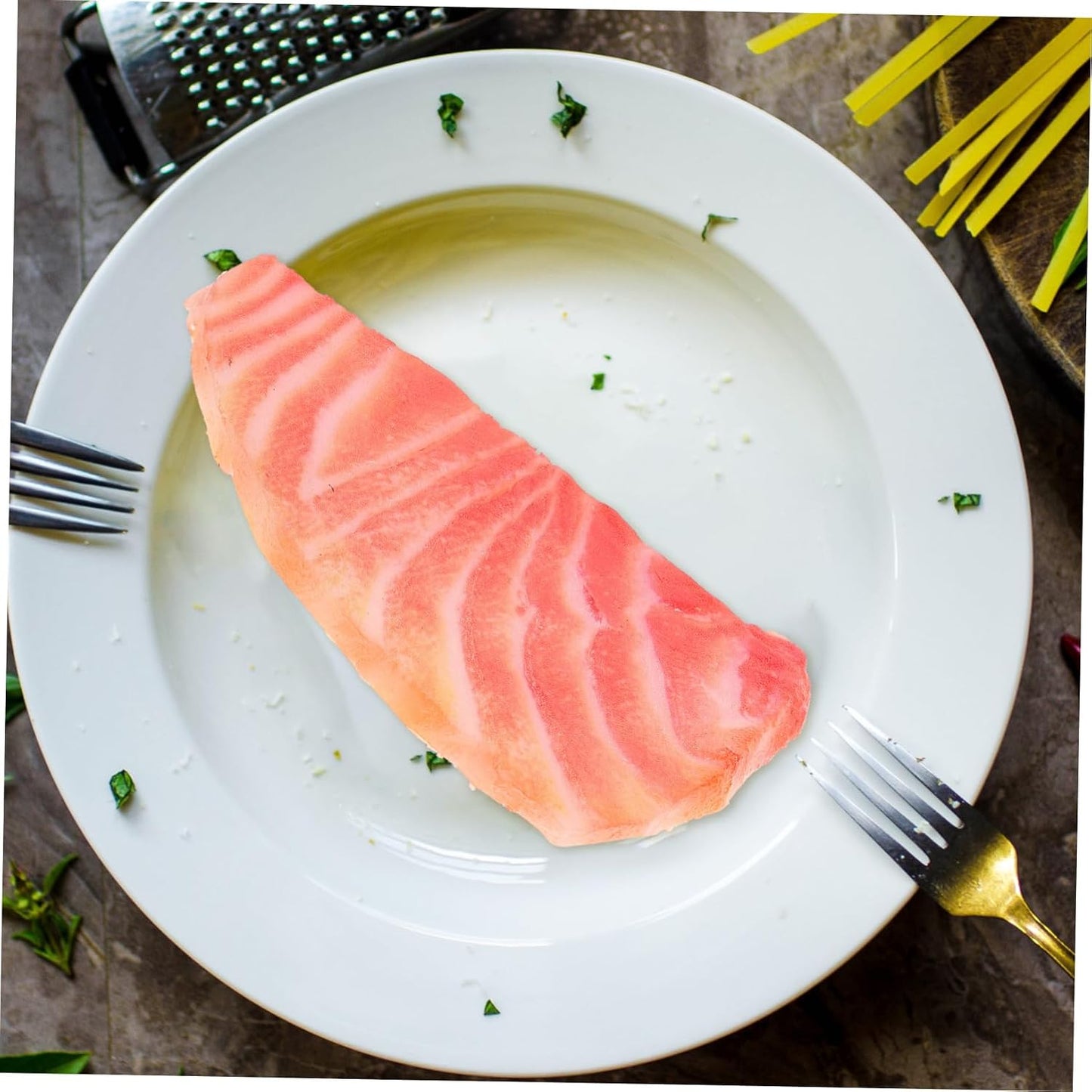 KOMBIUDA Simulated Salmon Slice Fake Food Model Lifelike Salmon Prop for Kitchen Decoration Restaurant Display