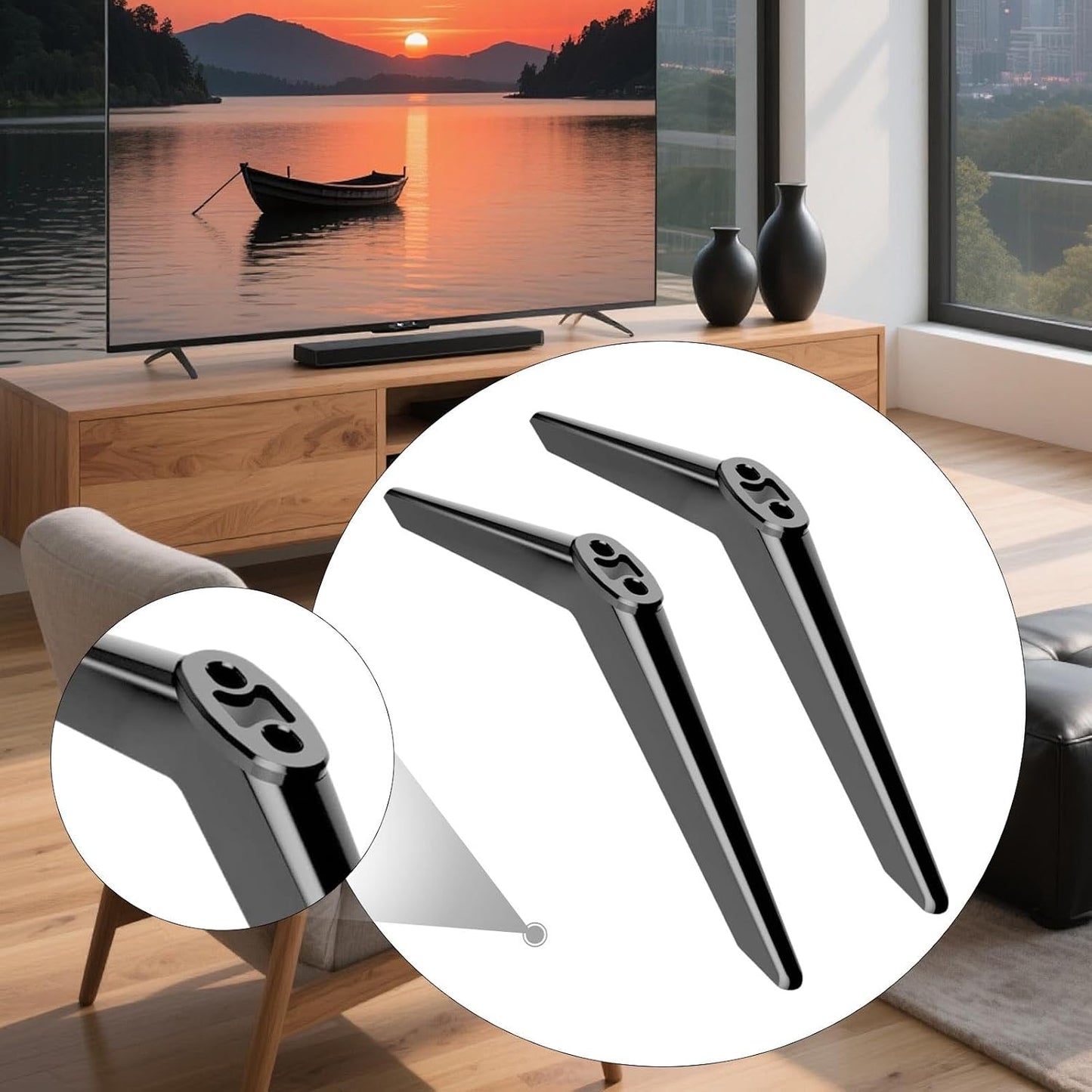 2 Pieces TV Stand Base Universal Tabletop Pedestal Feet Non Slip Upgraded Bracket for LED Flat Screen TV Crafted from