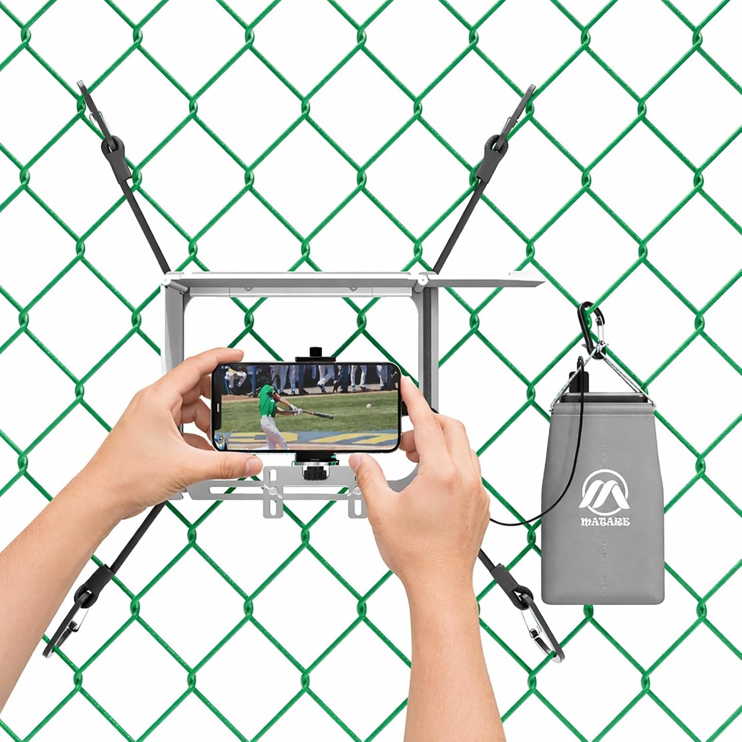 Matare Cell Phone Fence Mount with Shade, Game Changer Mounting Kit, Gamechanger Streaming kit Works with iPhone, Mevo