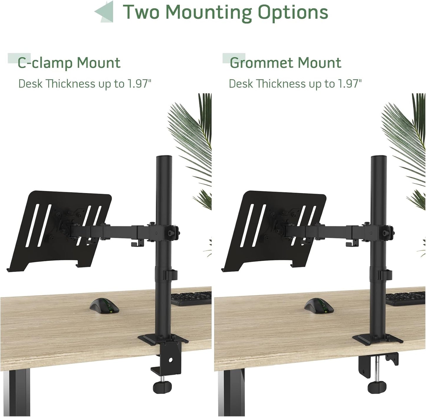 UPGRAVITY 17 inch 14-32 17.6 lbs, Clamp/Grommet 75/100mm Laptop Desk Mount, Single Laptop Stand Arm with Vented Tray