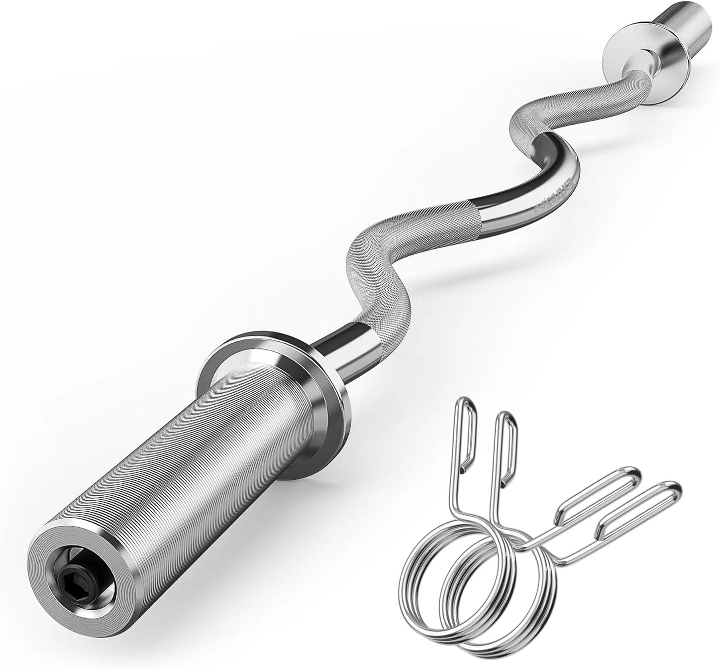 ExtreSpo 47" EZ Curl Bar Weight Lifting Bar, for Hip Thrusts/Squats/Lunges, 1-inch/2-inch Weight Plates Curling Bar for Gym and Home, with 2 Star/Spring Collars