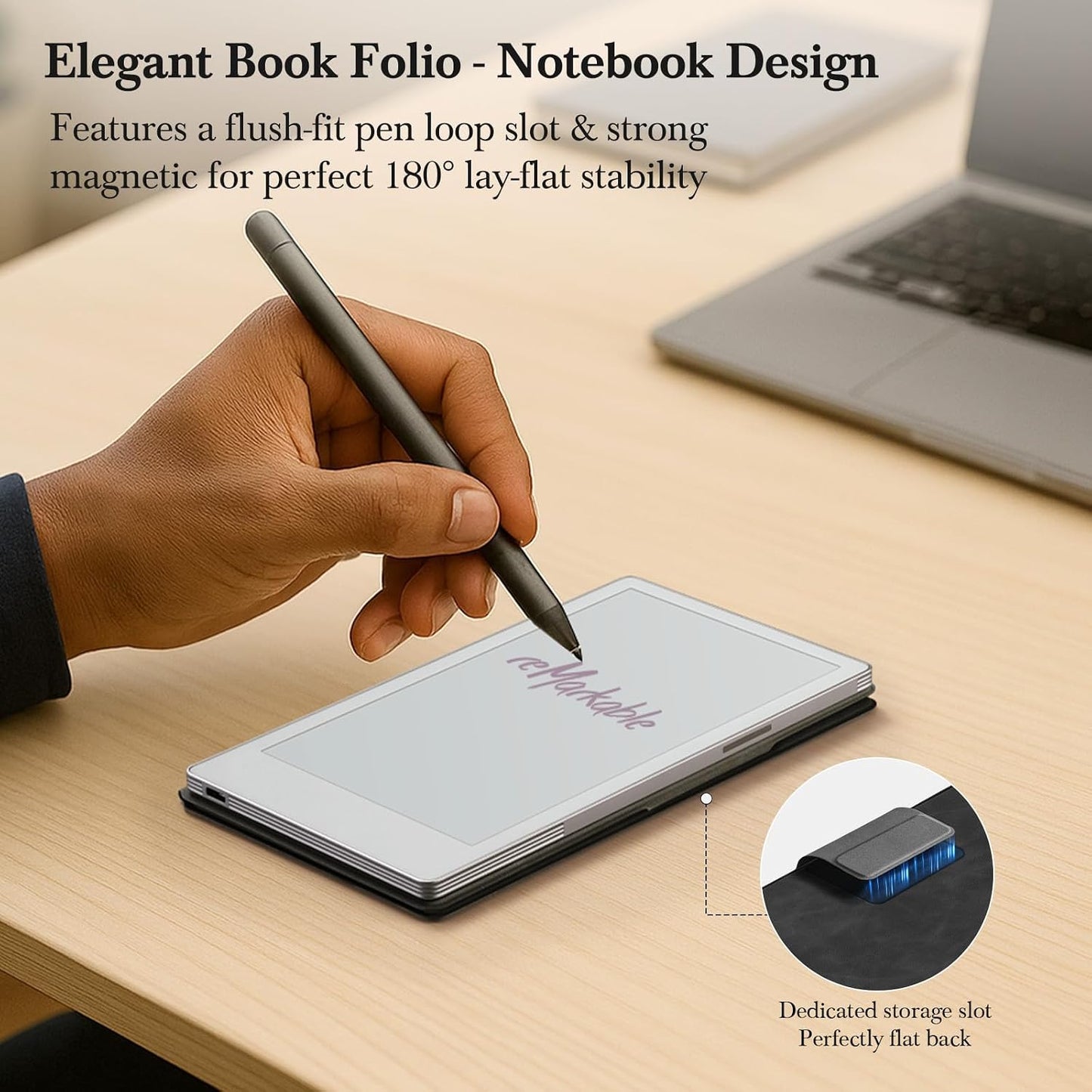 Ayotu 7.3", 1:1 Case for Remarkable Paper Pro Move Milk Notes Pattern Smart Folio with Auto Wake/Sleep, Fit Cover