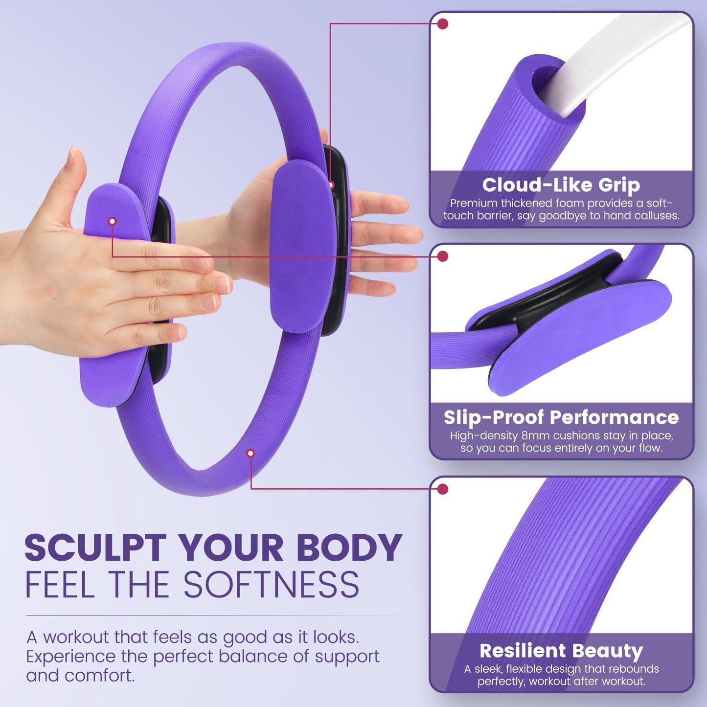 Pilates Kit for Women 13PCS, Pilates Ring and Ball Set with Magic Circle, Resistance Bands Set, Figure 8 Band, Yoga Ring & Grip Socks, Home Workout Equipment Essentials Starter Kit for Beginners