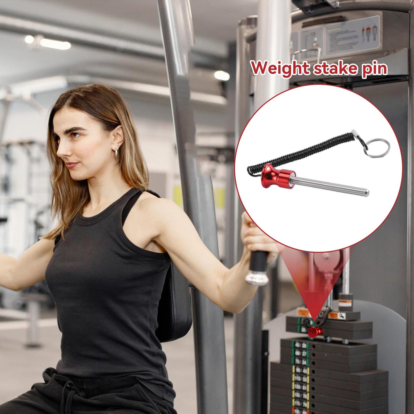 Frdhee 2Pcs Weight Stack Pin, Universal Magnetic Weight Pin with Pull Rope, 0.4 Inch Aluminum Alloy Gym Pin Weight Machine Pin for Home Gym Exercise Machine Accessories