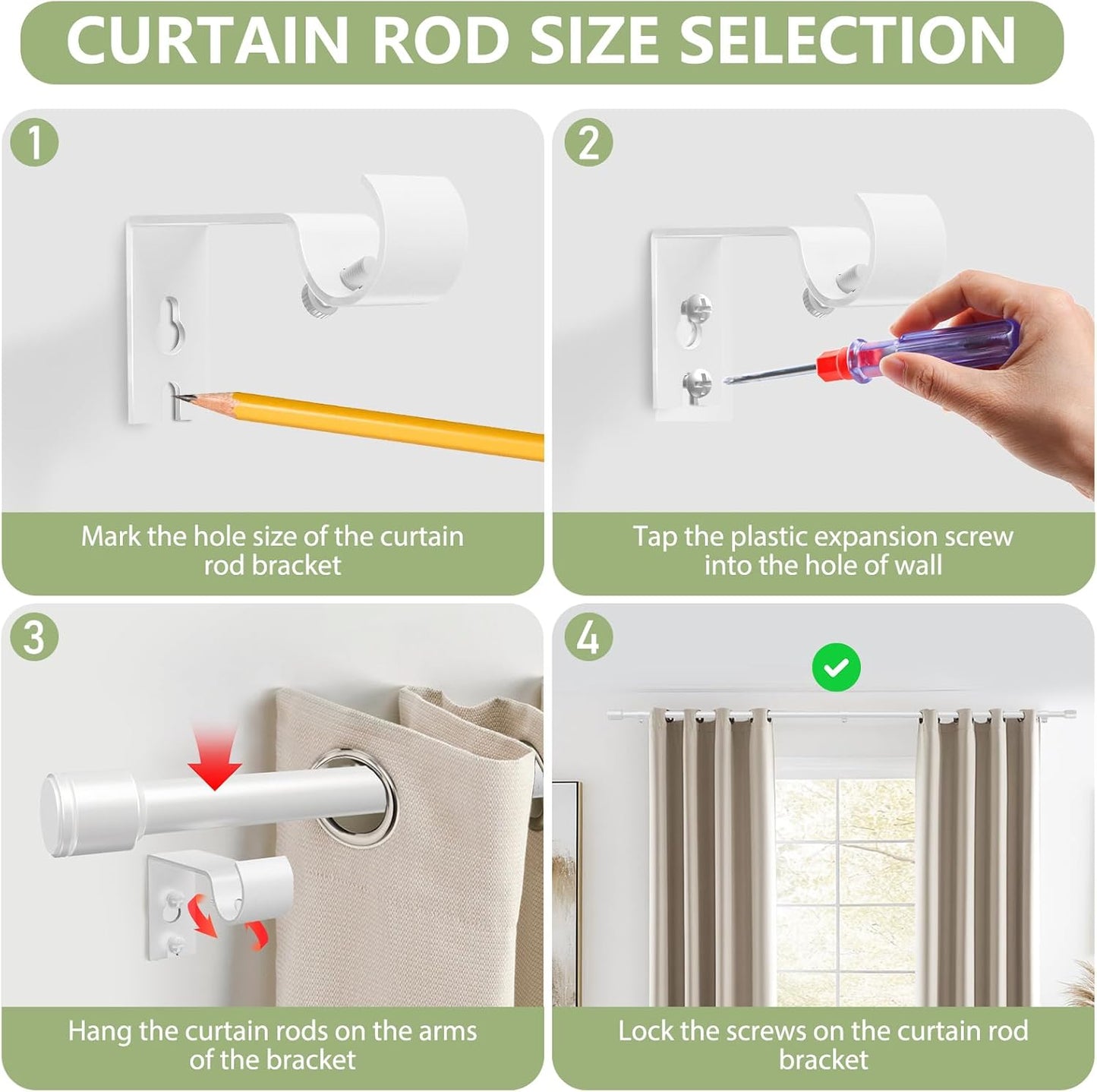 Adjustable 5/8” Diameter Curtain Rods by [Brand Name] | 30-120 Inch for Windows with Brackets