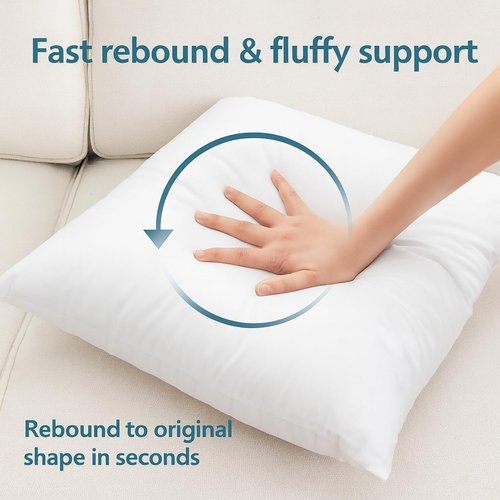 LANE LINEN 18 x 18 Throw Pillow Inserts - Pack of 2 White Down Alternative for Decorative Pillows