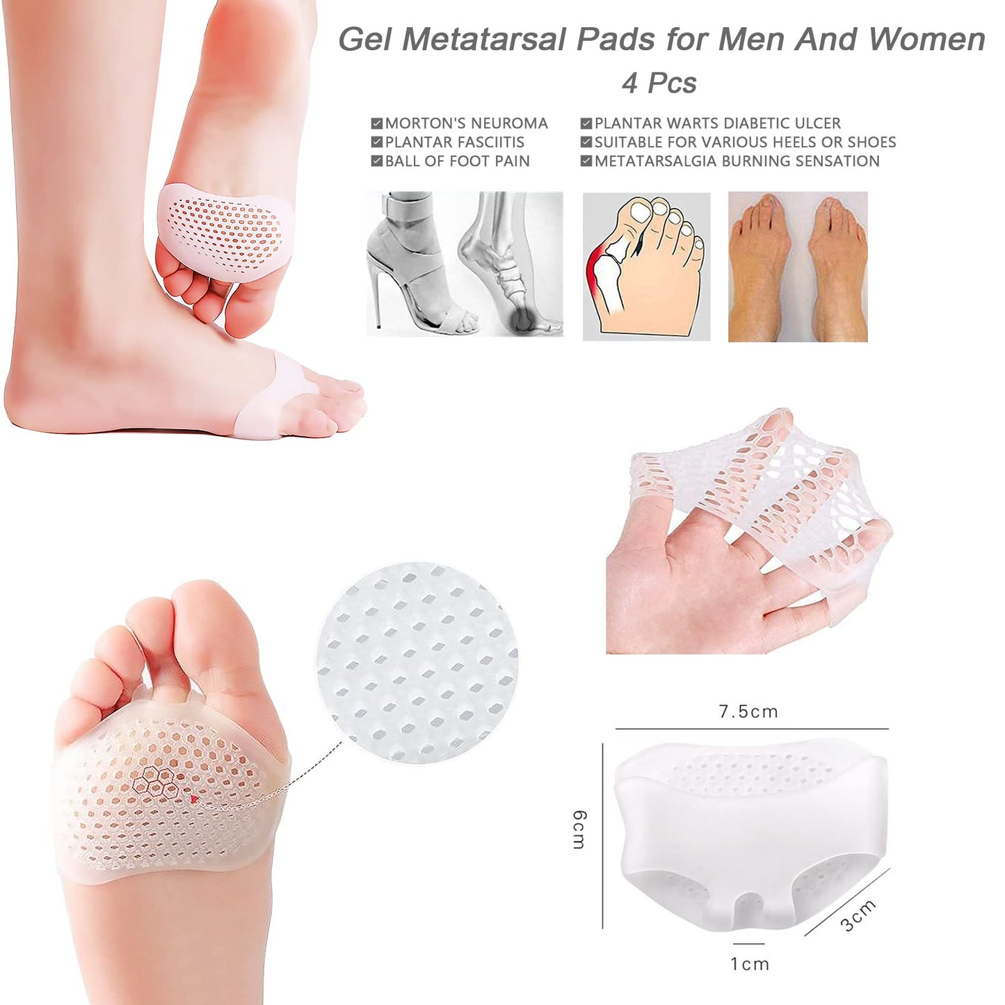 GELMAY 15Pcs Bunion Corrector, Hallux Valgus Relief Pads Toe Spacer Straightener Big Toe Separator Correction Splint Hammer Gel Metatarsal Sleeve Protector Brace Exercise Strap
