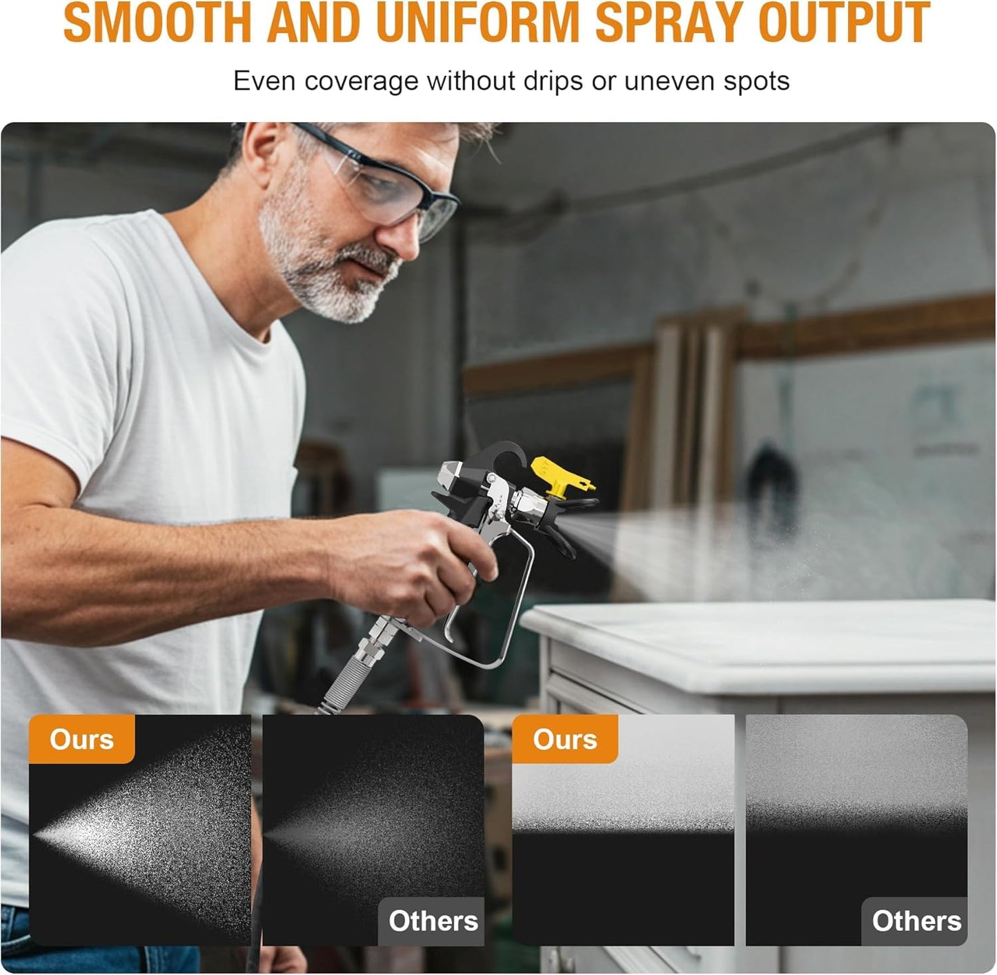MAXXT 1300W High-Pressure Airless Paint Sprayer, 3200 PSI Lightweight 14.7 lbs Stand Unit for DIY Indoor & Outdoor Home Painting Projects