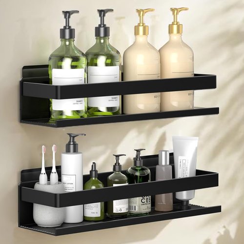 Aluminum Shower Caddy 2-Pack - Sturdy Wall-Mounted Bathroom Storage Rack | No Drilling, 11.8in