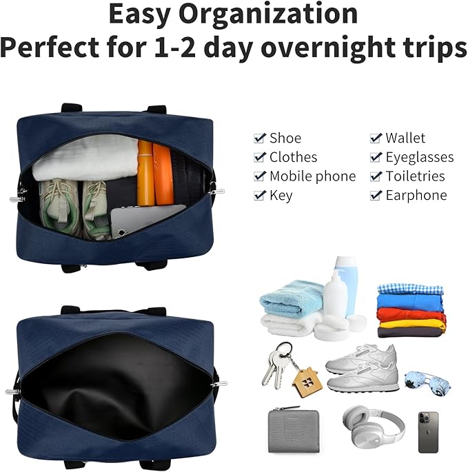 Small Gym Bag 14 inch lightweight Carry On Mini Duffel Bag for Travel Sport - Navy Blue
