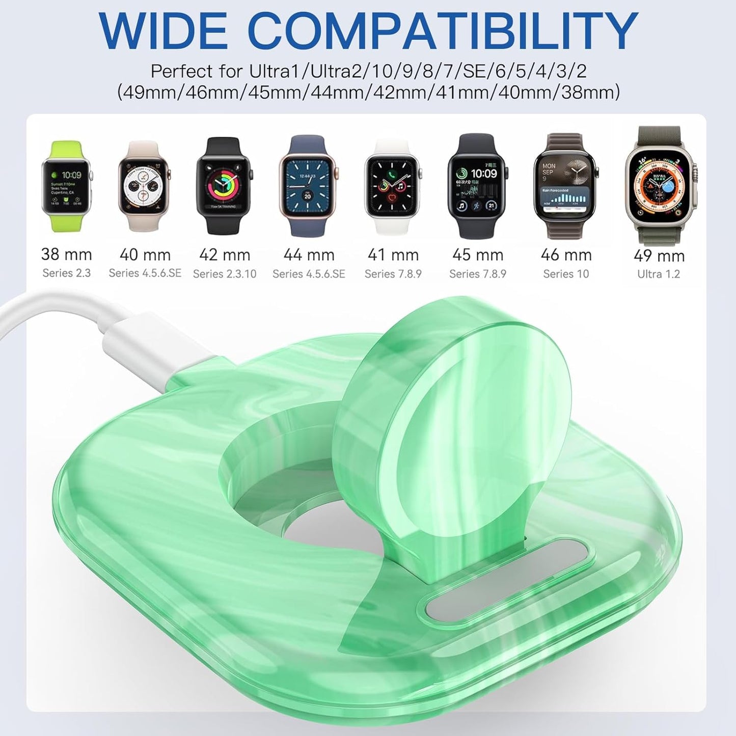 ZIKUREL 2/3/4/5/6/7/8/9/10/Ultra 1 2, for Apple Watch Magnetic Charging Dock - Fast Magnetic Charger Stand, Compatible