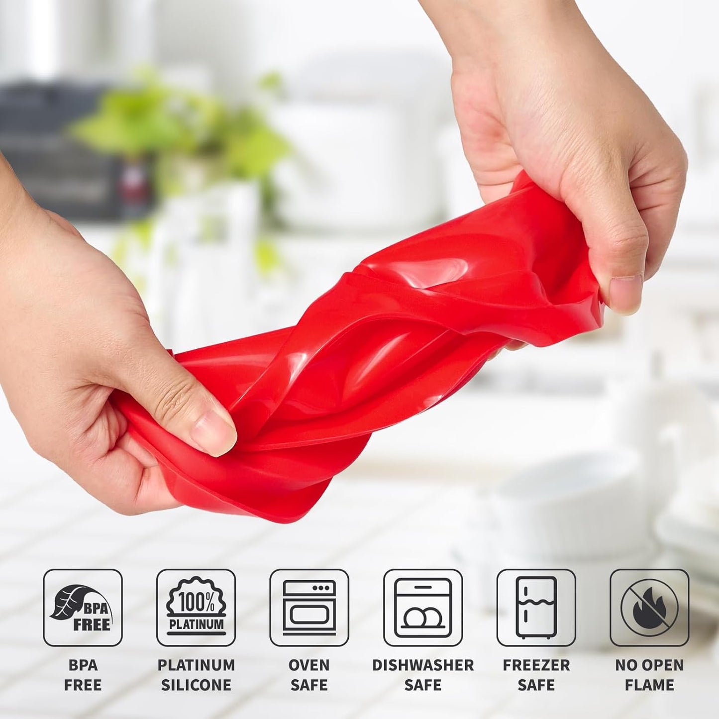 Puyeipt Silicone Egg Molds - 4 Inch Jumbo Round Muffin Top Pans for Breakfast Sandwiches & More