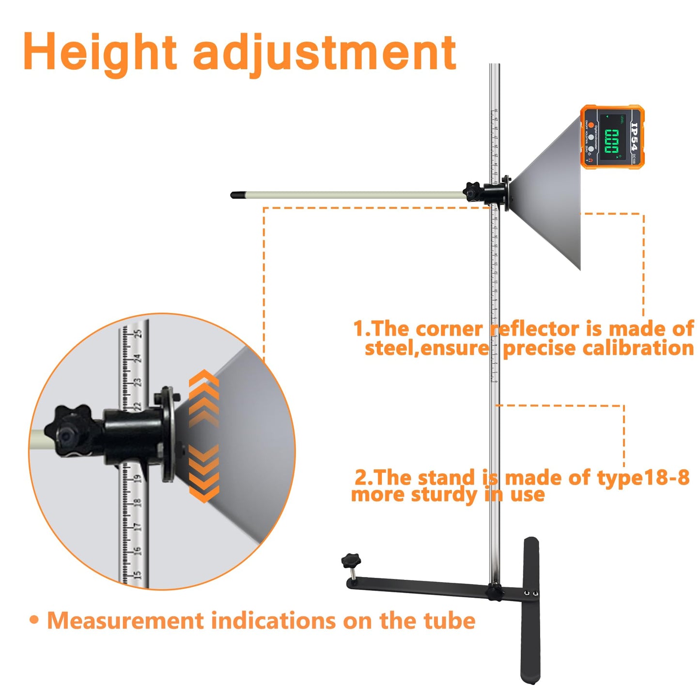 ADAS Calibration Tool 8.07"Outer Edge Reflector for Automobile Light & Heavy Vehicles with Digital Angle Finder, Assist Mirror for Accurate Car Alignment