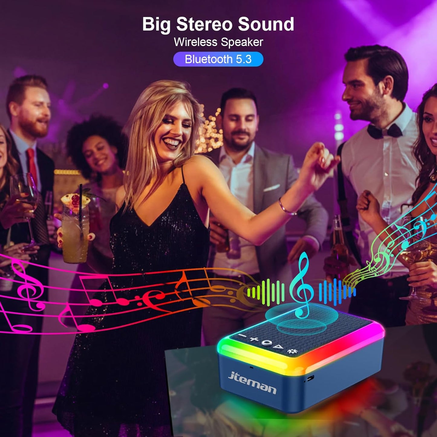 JTEMAN Gifts for Men Women Cell Phone Stand with Bluetooth Speaker and Light, Portable Lanyard, Cool Tech Gifts for Dad