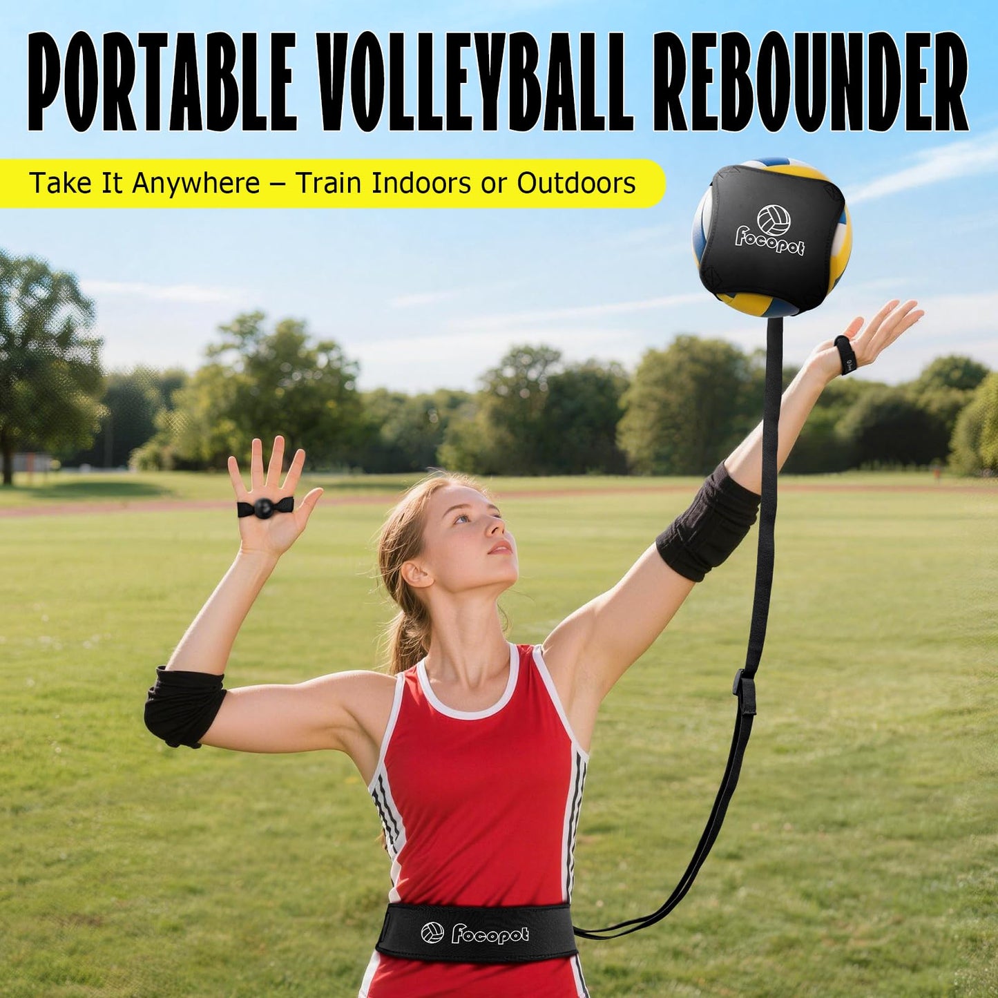 focopot Volleyball Training Equipment Aid,Solo Volleyball Trainer to Practice Serve, Spike, Set and Pass,Perfect Volleyball Trainer Gift for Beginners & Pro