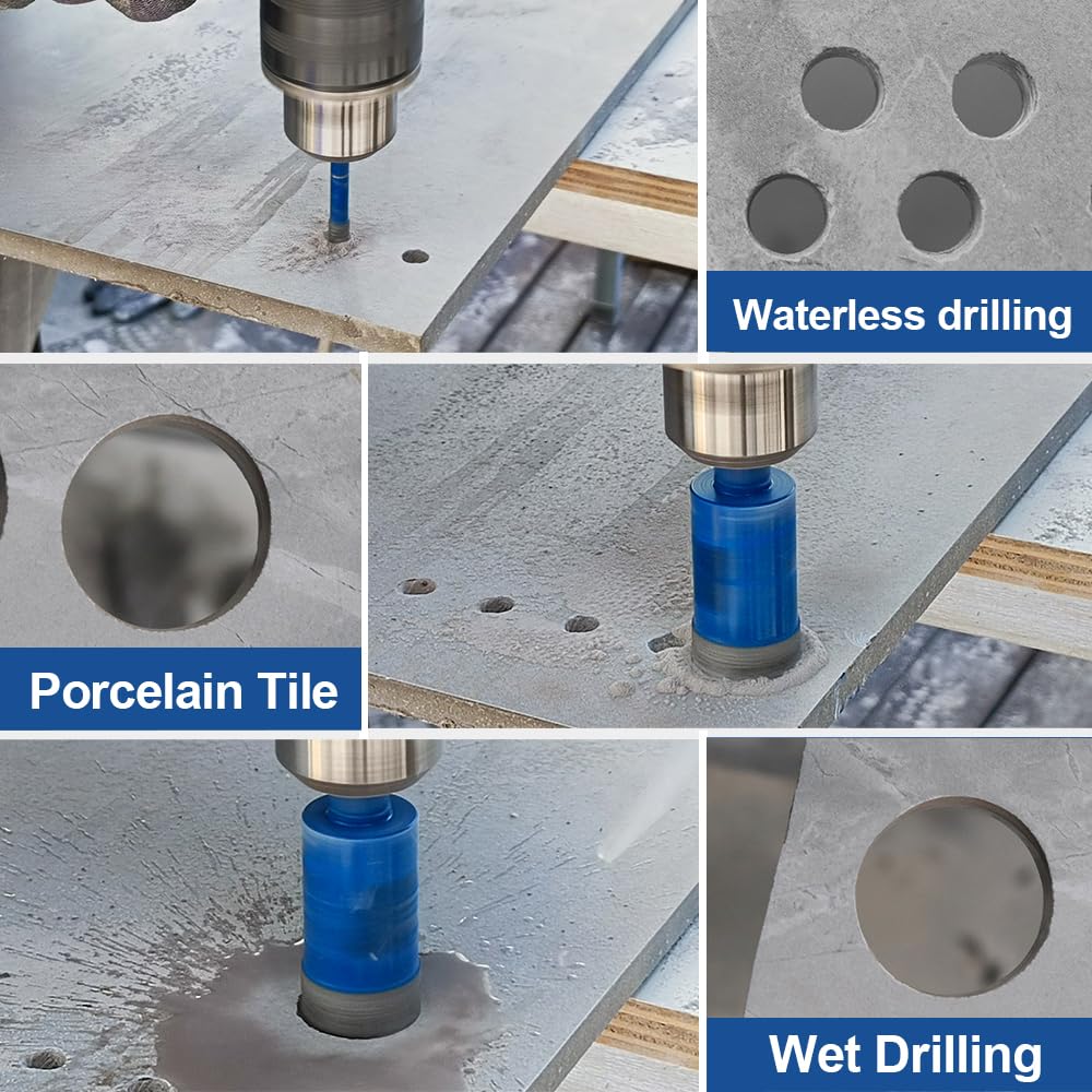 HIGHDRIL 13Pcs Diamond Hole Saw Kit and Dry Diamond Tile Drill Bit with Hex Shank