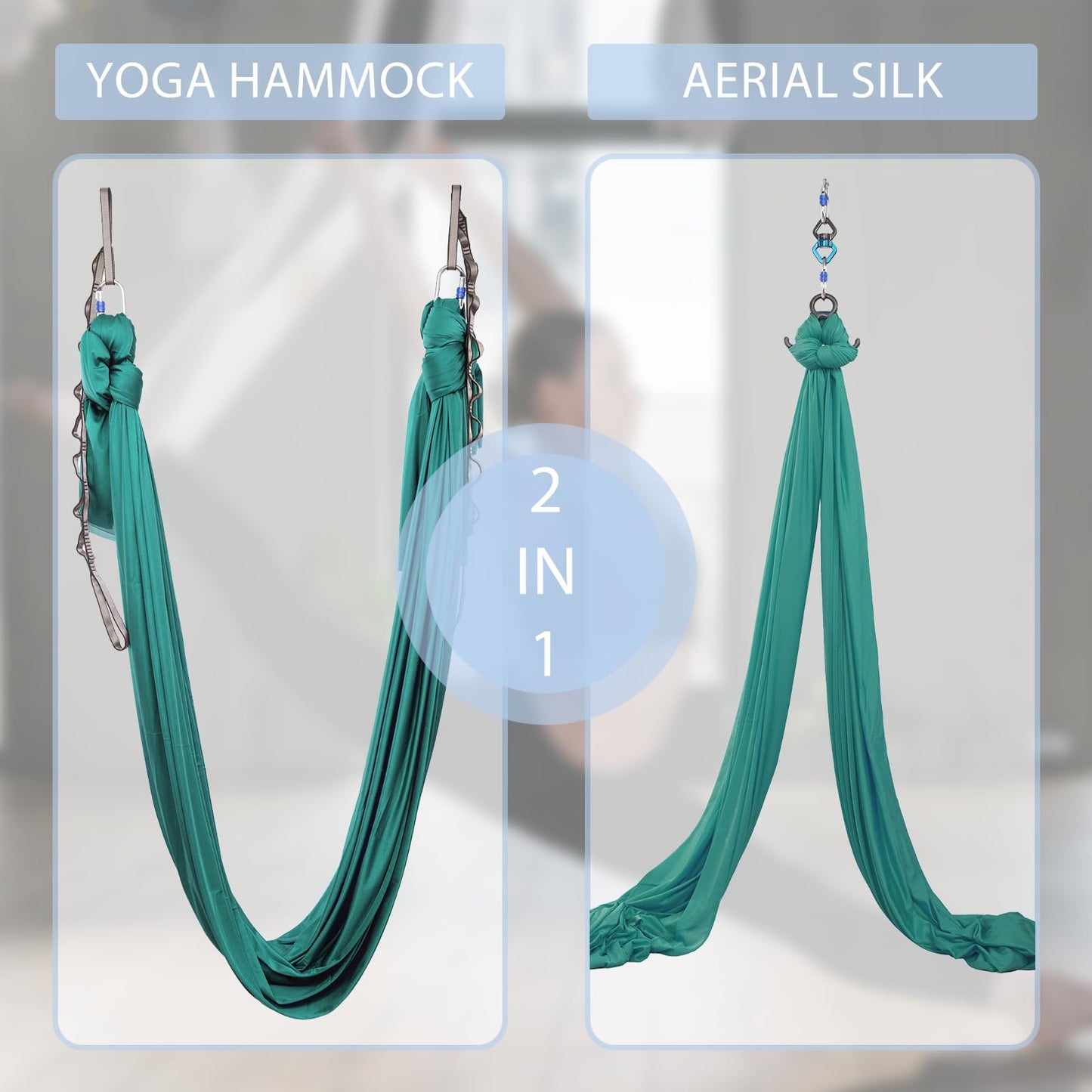 SKYPHAROS 5.5 Yards Aerial Silks Yoga Swing Set - Aerial Yoga Hammock Kit Anti-Gravity Flying for Fitness, Low/Non Stretch Nylon Tricot Fabric Hardware Included for Dance