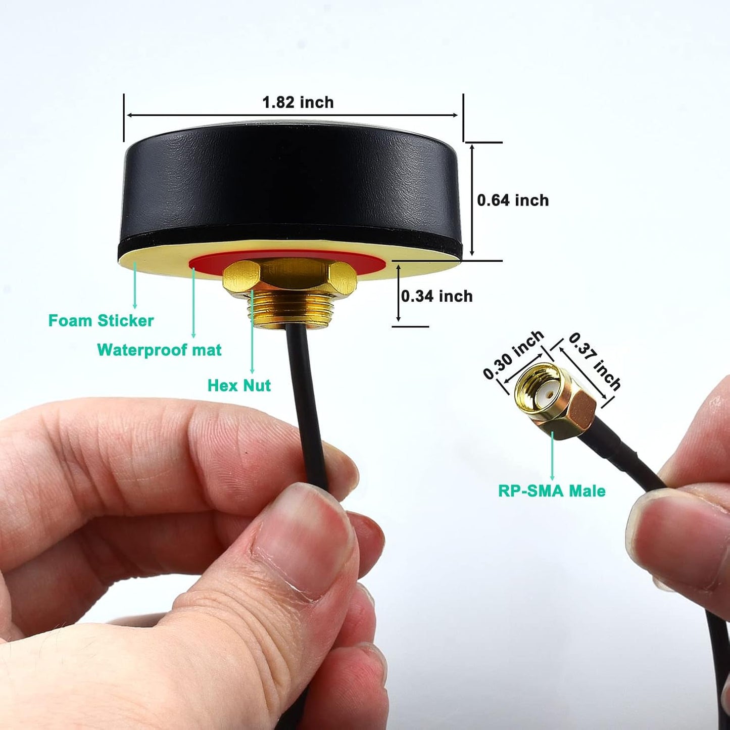 YOTENKO 2.4G 5.8 5dBi 5ft WiFi Puck Antenna Dual Band GHz, Omni-Directional Mini Screw Mount RP-SMA Male Antenna Cable