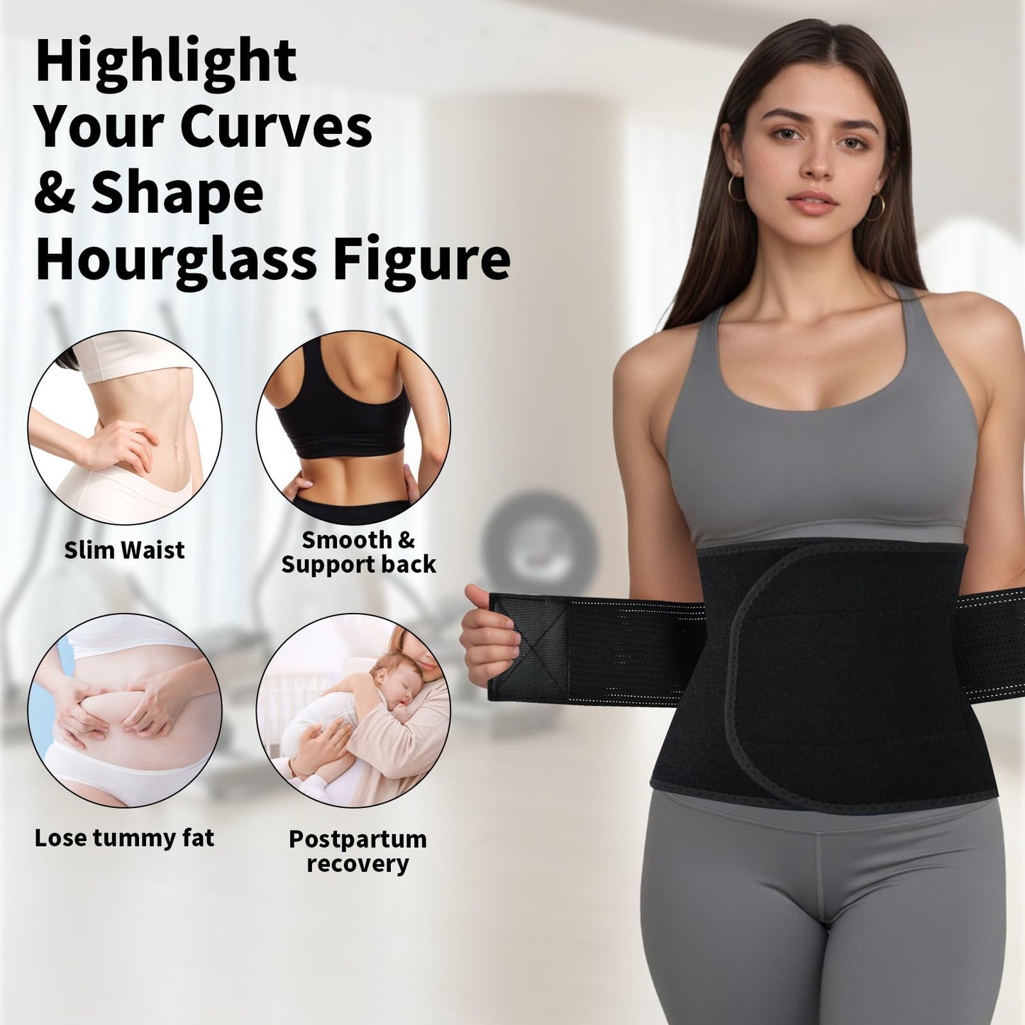 LKV Waist Trainer for Women Working Out - Thick Sweat Band & Slimming Sweat Belt - Body Shaper Waist Trimmer for Lower Belly Fat - Black