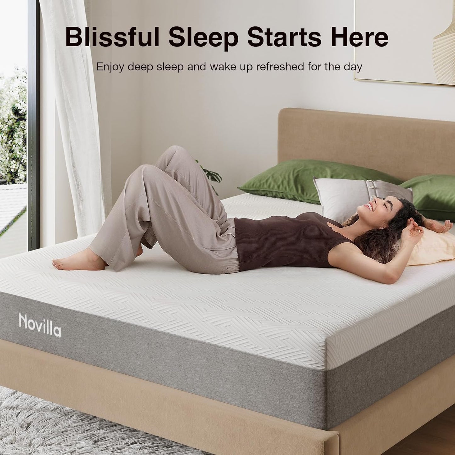 Novilla Twin Mattress - 10 Inch Gel Memory Foam for Cool Sleep & Pressure Relief | Medium Plush Design