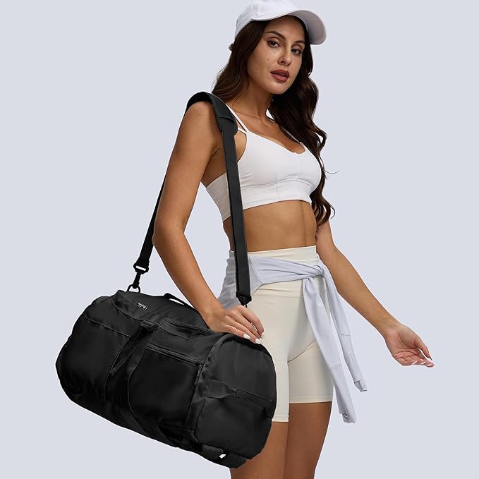 Gym Bag for Women Workout Gym Backpack with Shoe Compartment Sports Duffel Bag Multiple Pockets 30L (Black)