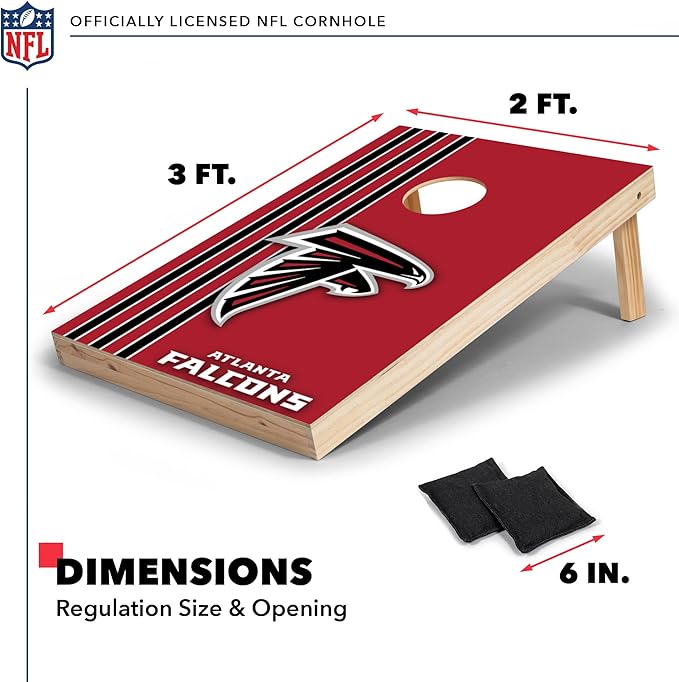 NFL 2' x 3' Solid Wood Cornhole Set with Direct Print HD Team Graphics – Great Gift for Any Football Fan! Bean Bag Toss Family Outdoor Games