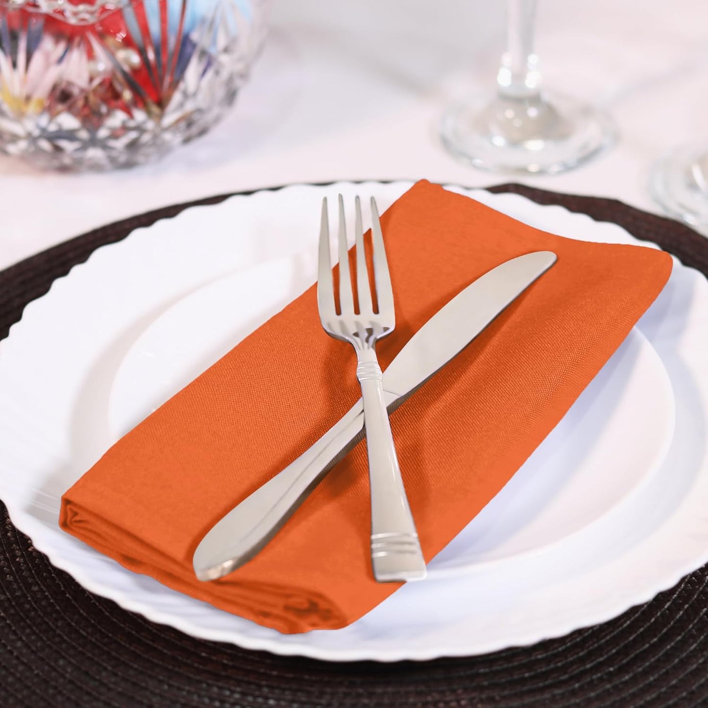 Utopia Home Cloth Napkins - Orange 12-Pack | 17x17 Inches, Perfect for Halloween, Thanksgiving & Events