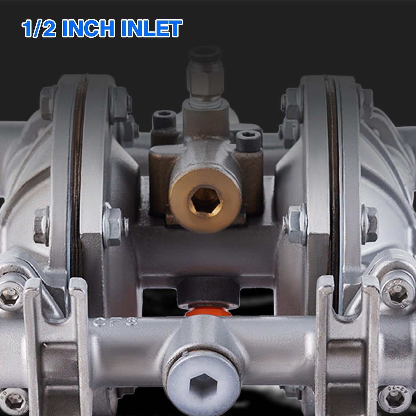 Double Diaphragm Pump Air Operated 1/2 inch Inlet/Outlet Pneumatic Waste Oil Transfer Pump for Chemical QBK-15P 9 GPM Dual Diaphram Polypropylene Nitrile Rubber by Stainless Steel Iron 120 PSI