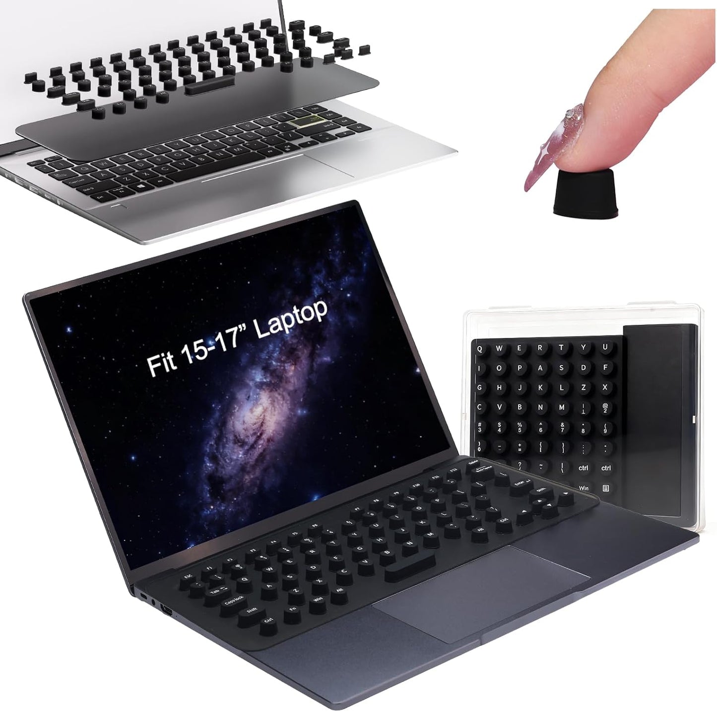 Raisetip 15.6") Universal Laptop Keyboard Cover for Long Nails - Comes with a Separate DIY Film, Raised Keyboard