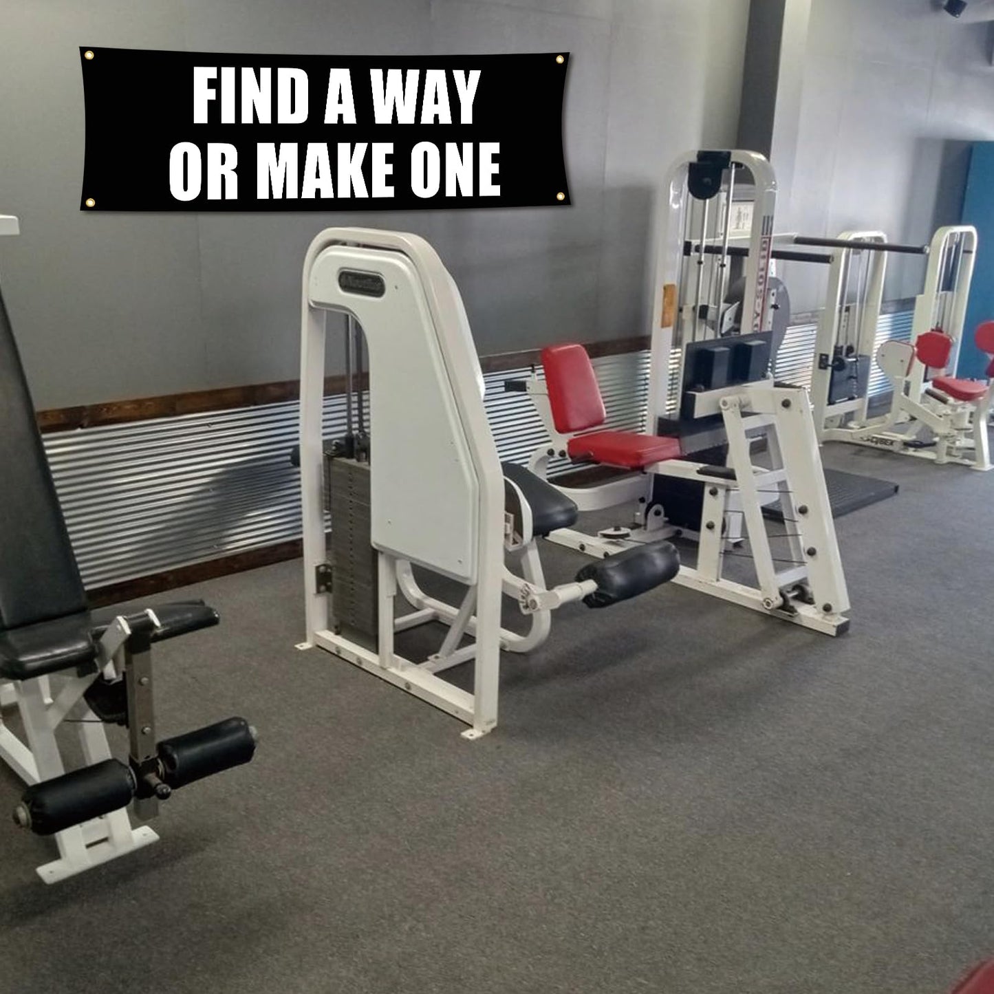 NJCBEIKX Motivational Gym Flag Banner - Find a Way or Make One - 72x24 Inches Home & Garage Gym Wall Decor with 4 Brass Grommets for Easy Hanging