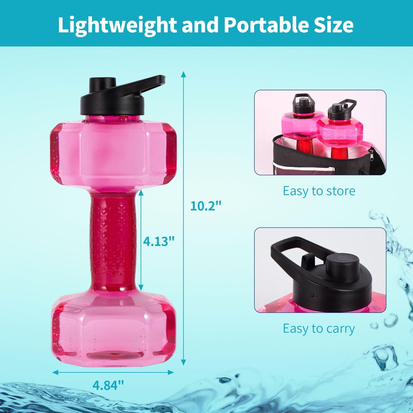 Water Weights for Pool Exercise Set of 2, Aquatic Exercise Dumbbells with Non-slip Handle, PE Materials Water Dumbbell Aerobics for Water Aerobics Weight Loss (Pink)