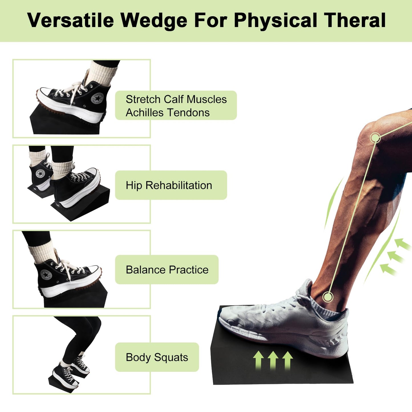 2 Pack Incline Squat Wedge Blocks - Non-Slip Heel Elevated Squat Wedge Boards - Versatile Calf Stretcher Slant Boards Ramp for Yoga, Pilates, Weightlifting, Strength Training & Home Gym Fitness