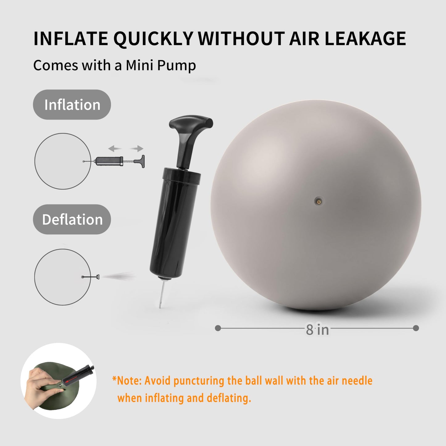 FITMIND Pilates Ball 8 inch, Small Yoga Ball Extra Thick, Mini Pilates Ball with Pump, Non-Slip Surface Small Exercise Ball for Physical Therapy, Stretching, Strength & Core Training