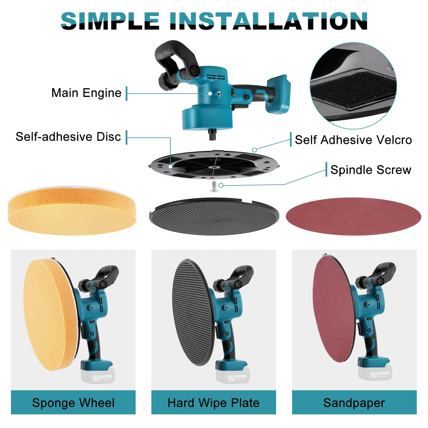 Meticuloso Cordless Concrete Trowel, for Makita 18V Max Battery, Concrete Mixer, Wall Smoothing Polishing Machine, 80-200RPM Electric Plaster Mortar Cement Putty Trowel