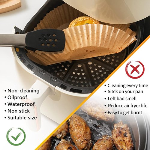 AirFryer Liners - 9 Inch Disposable Square Parchment Paper for COSORI 6Qt & Ninja 5QT | Non-Stick & Oil Resistant