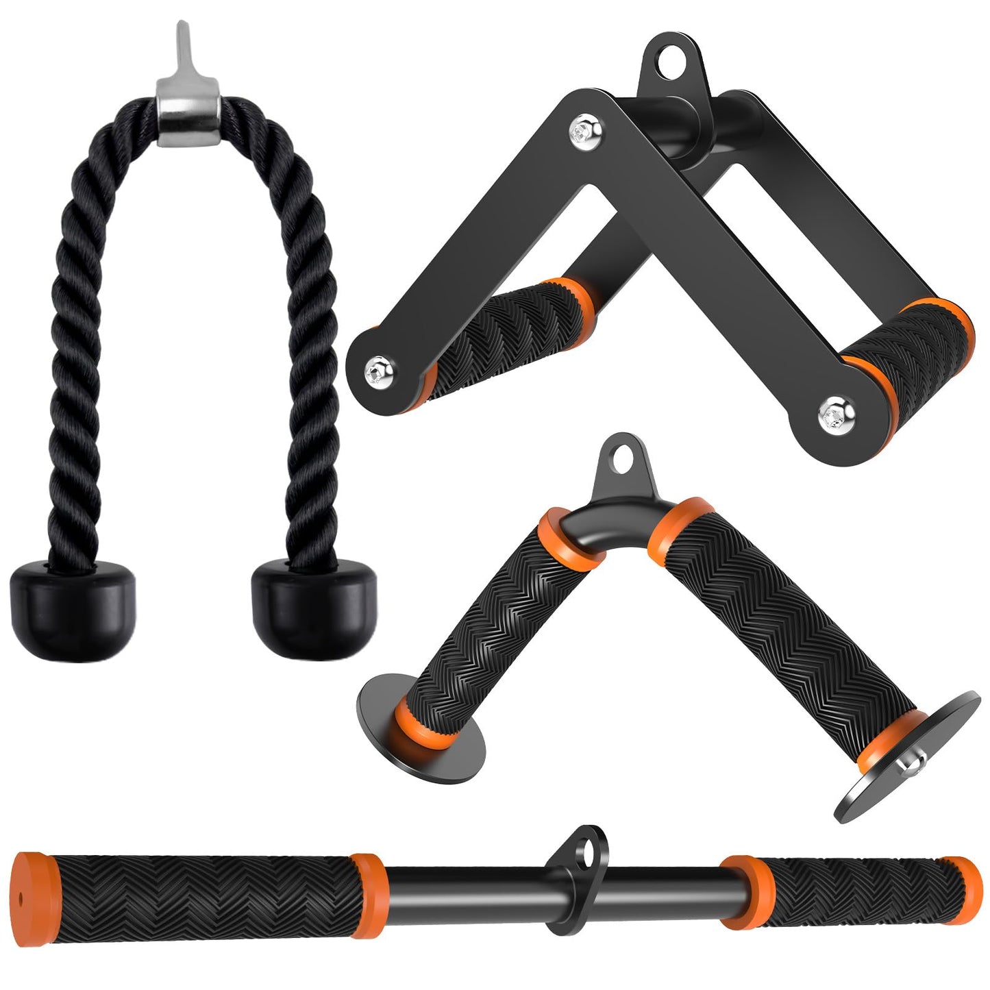 Fitarc Cable Machine Attachment Set for Gym & Home Workouts, Lat Pulldown Attachments with Non-Slip Grips, Orange