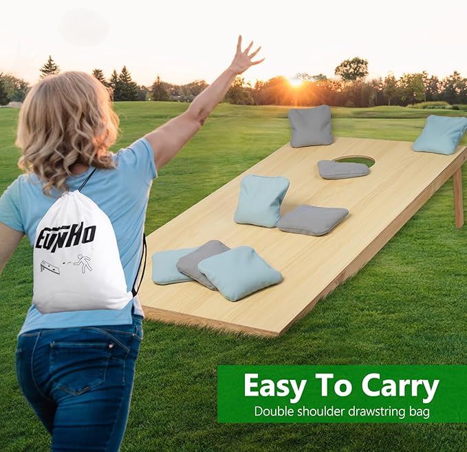 EunHo Cornhole Bags Set of 8 Regulation Size & Weight Corn Hole Bean Bags Official Professional All Weather for Tossing Game with Carry Case