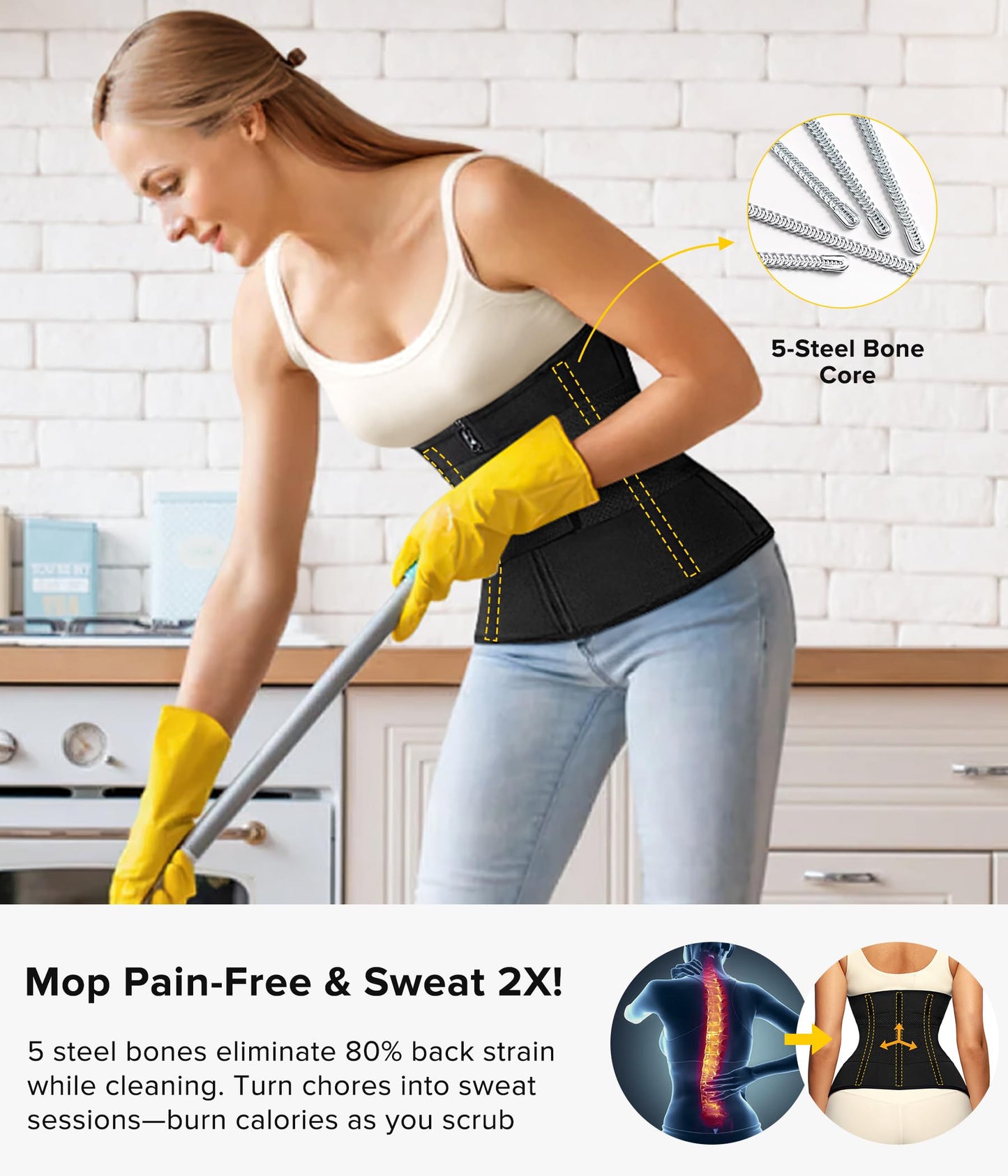 Junlan Sweat Waist Trainer for Women - Sauna Waist Trimmer for Working Out(Blue,Large)