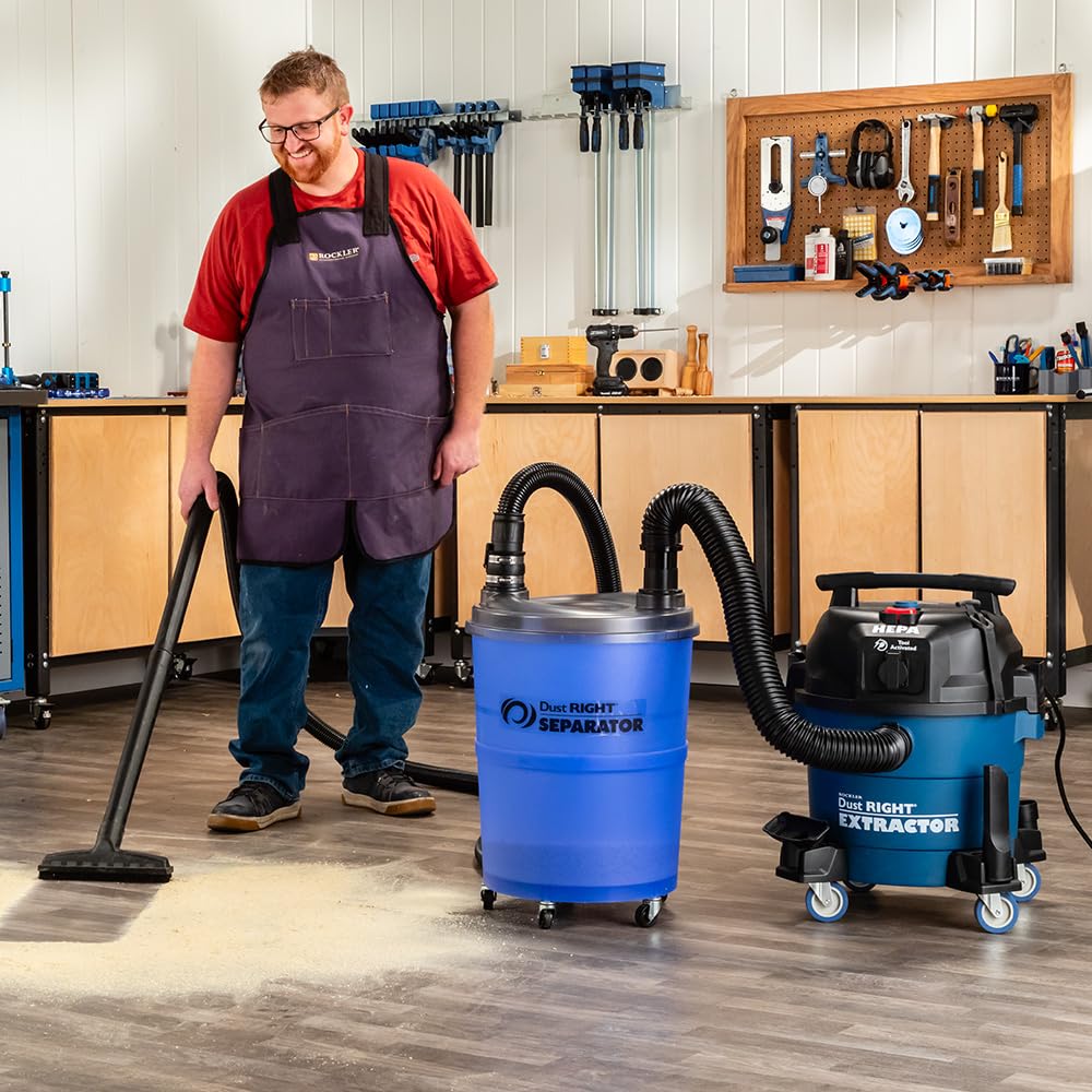 ROCKLER 9 Gal HEPA Dust Collector - Power Tool Activated Shop Dust Collection System for Dislodging Debris - Heavy Duty, Washable, & Portable Shop Vaccum to Capture Debris from Different Tools