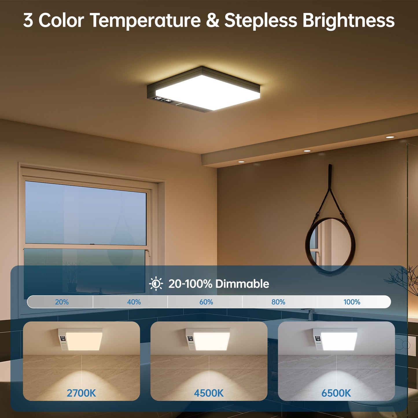 ROJOSAN Smart Bathroom Exhaust Fan with Bluetooth Speaker and Light & Humidity Sensor, Powerful 230CFM Exhaust Fan with Alexa/App/Remote Control, Auto-On Humidity & Odor Sensor, 2.0 Sone (Dark Grey)