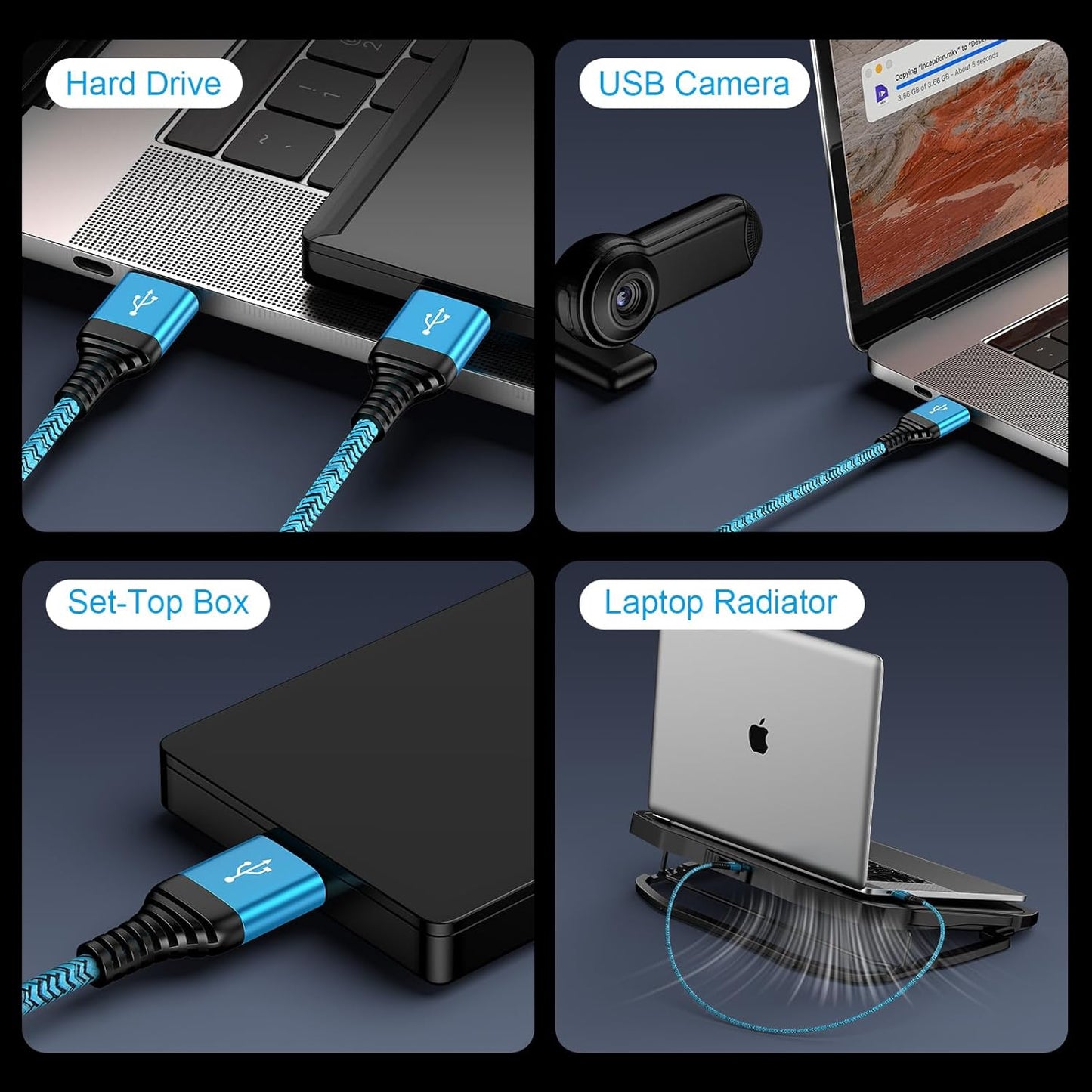 2Pack 6Ft USB3.0 USB to USB Cable, A to A Male to Male Cable Double End USBCord Data Transfer Cord for Hard Drive
